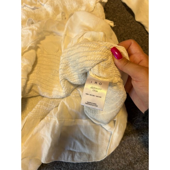 IRO Jedway‎ Bell-Sleeve Smocked Tiered Dress, Ecru Size 38 - Picture 3 of 10